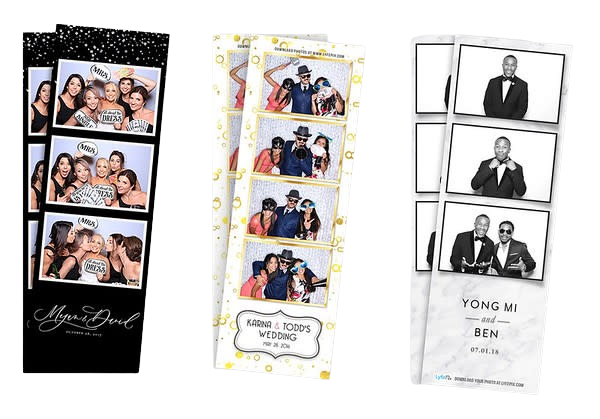 Three wedding photo booth 2x6 photo strip with custom design in Washington, DC
